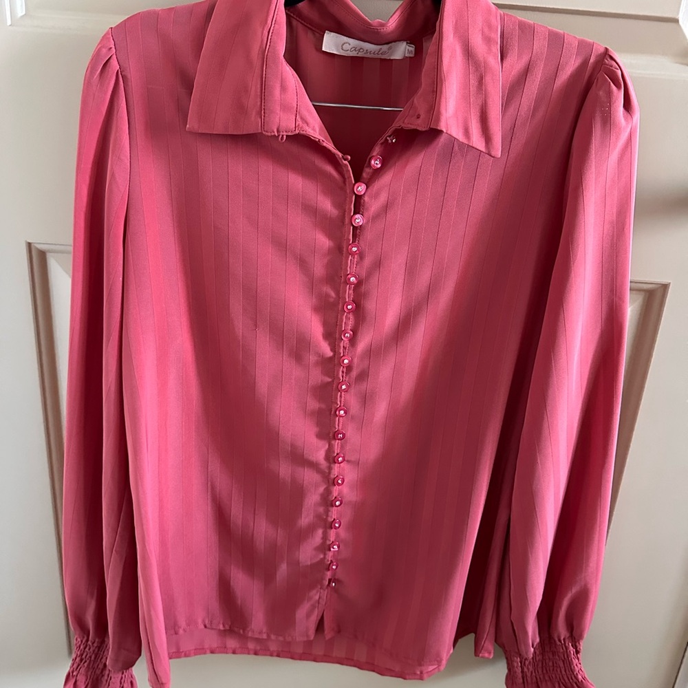 Capsule Rose Button-Down Blouse